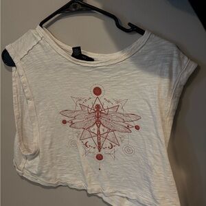 H&M White Sleeveless Asymmetrical Crop Top